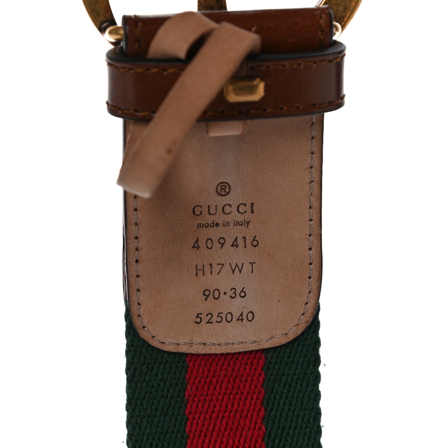 Nylon Calfskin Double G Web 40mm Belt 90 36 Green Red Cuir