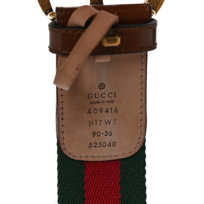Gucci Nylon Calfskin Double G Web 40mm Belt 90 36 Green Red Cuir 4 of 9