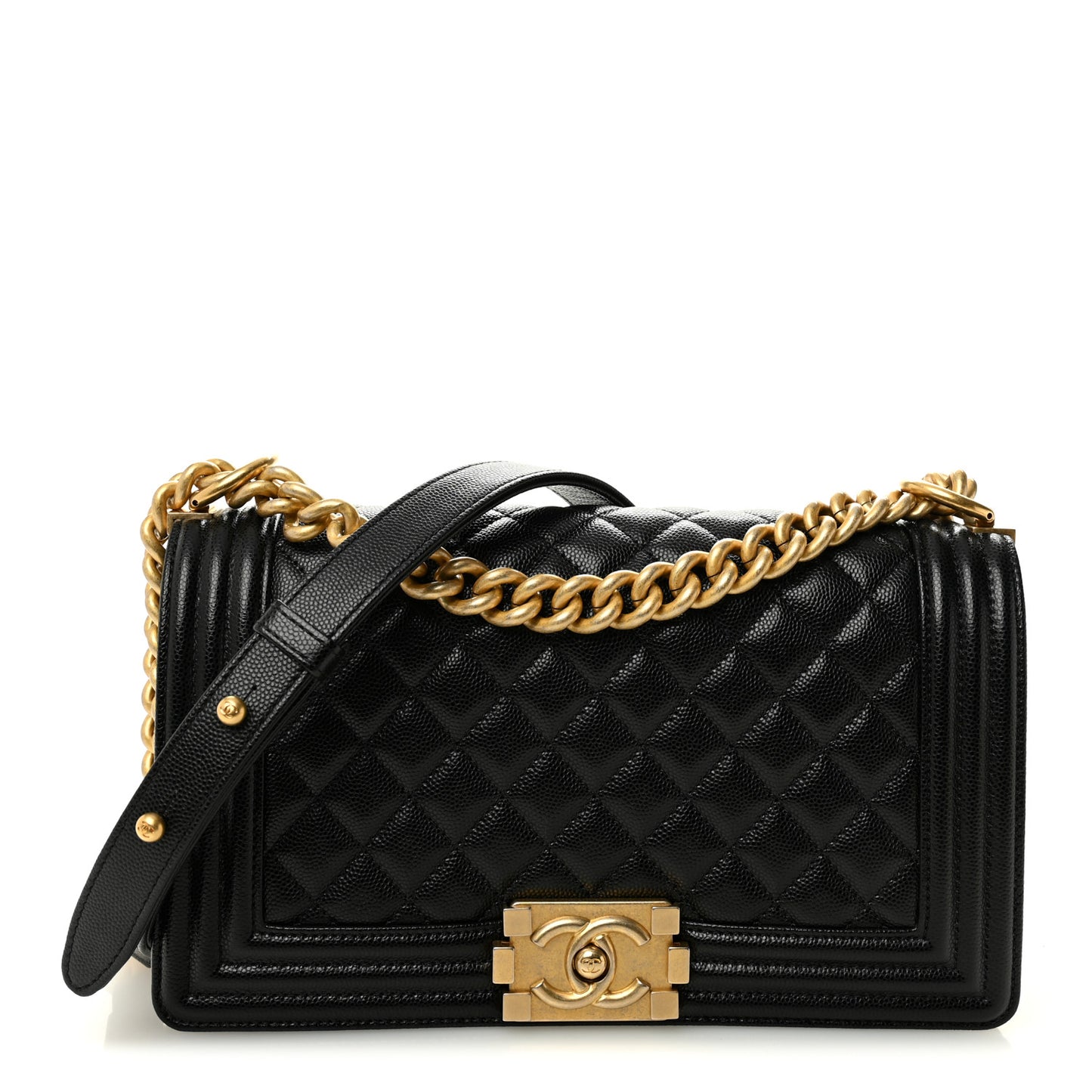 Caviar Quilted Medium Boy Flap Black