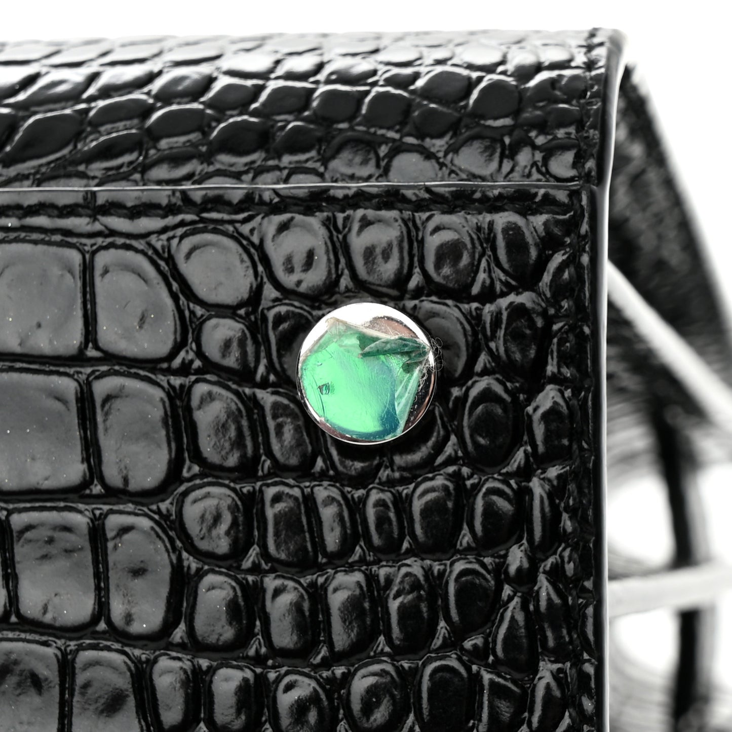 Calfskin Crocodile Embossed Nano Sac De Jour Black