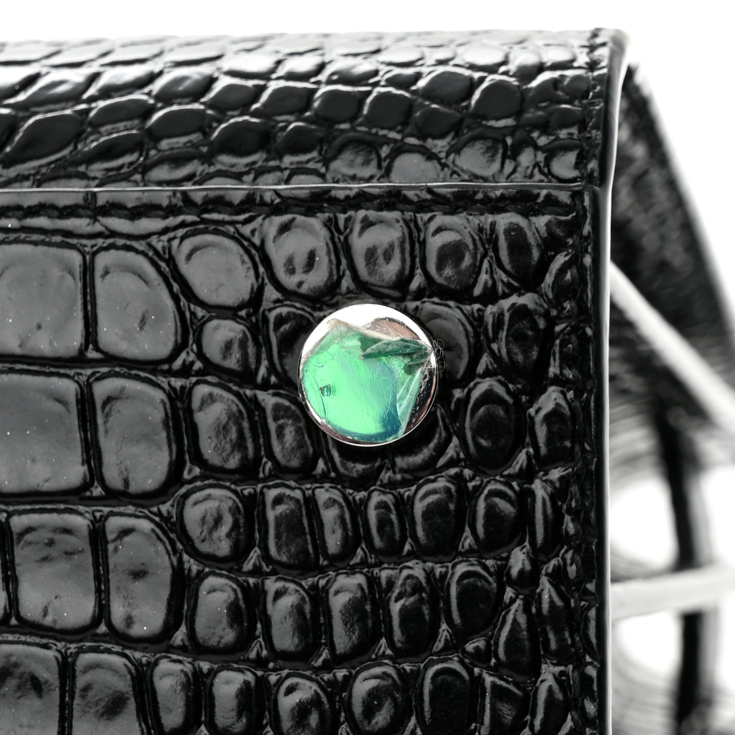 Saint Laurent Calfskin Crocodile Embossed Nano Sac De Jour Black 13 of 14