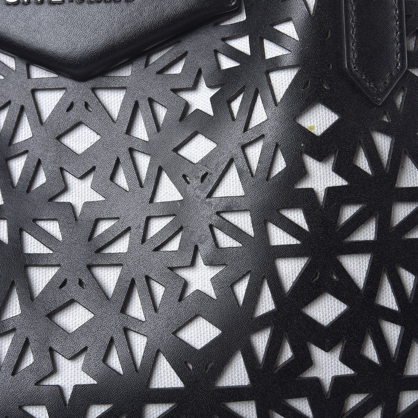 Calfskin Lazer Cut Large Antigona Tote Black White