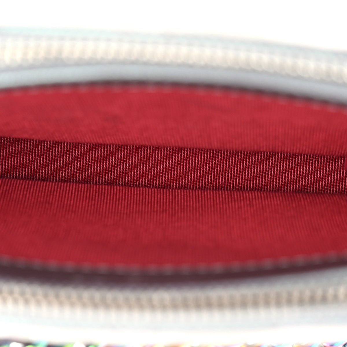Iridescent Lambskin Calfskin Quilted Small Gabrielle Clutch With Chain Light Purple
