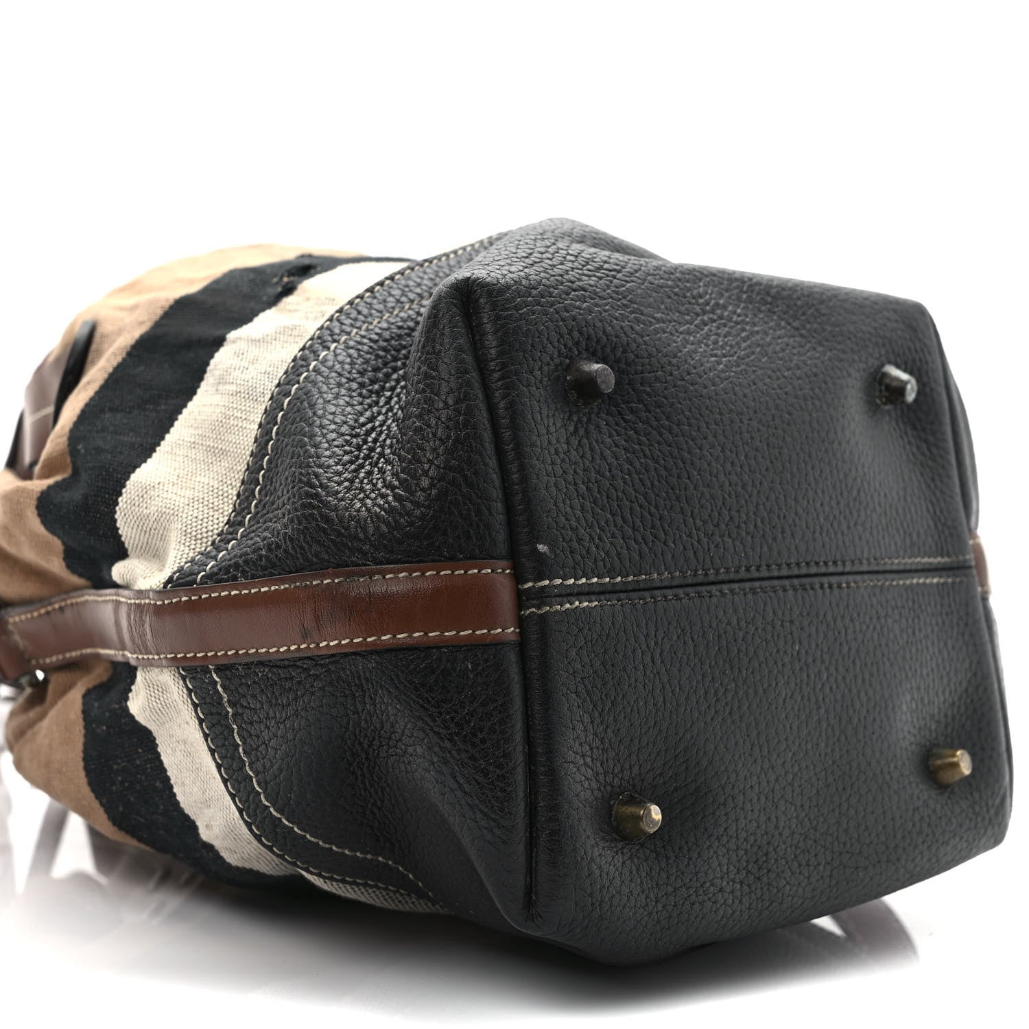 Burberry Grainy Calfskin House Check Canvas Small Heston Crossbody Tan Black 10 of 19
