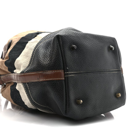 Burberry Grainy Calfskin House Check Canvas Small Heston Crossbody Tan Black 10 of 19