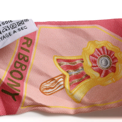 Hermes Silk Funny Ice Cream Twilly Rose Poudre Corail 5 of 5