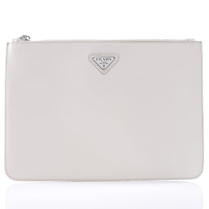 Prada Saffiano Flat Cosmetic Pouch White 1 of 6