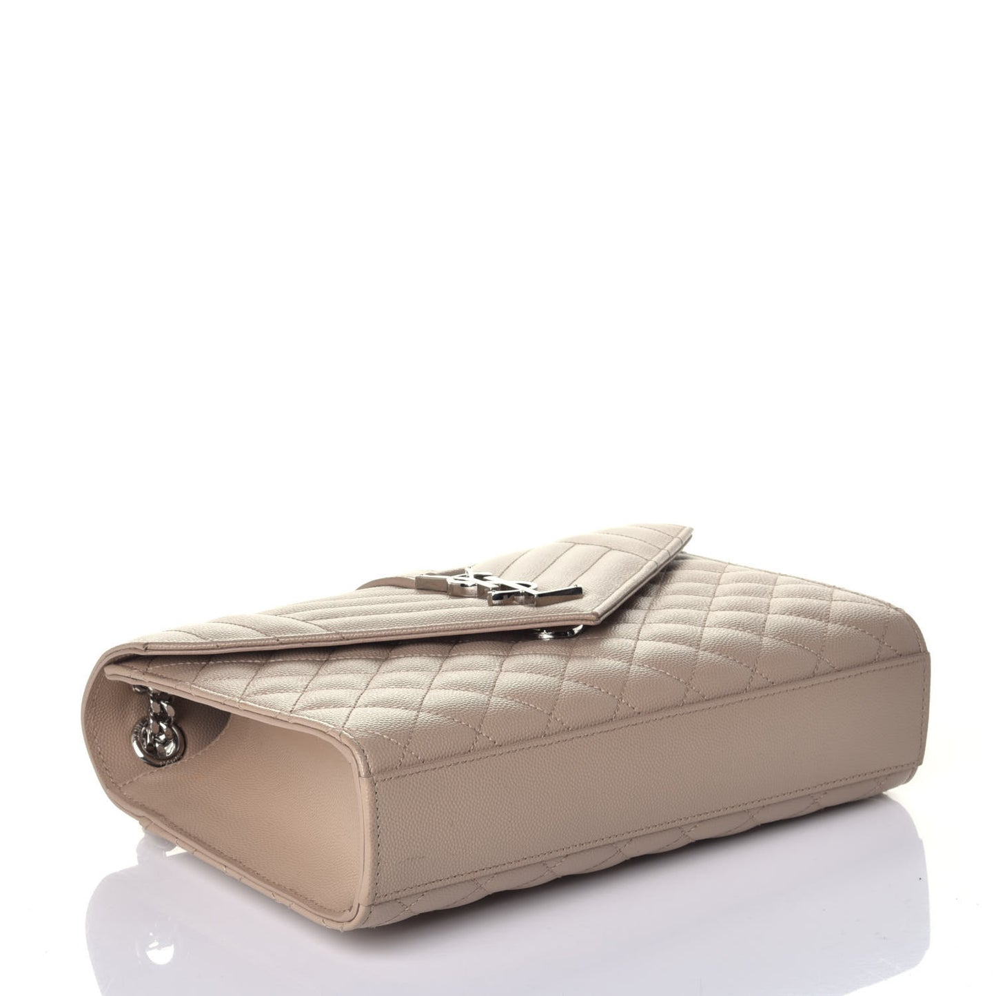 Grain De Poudre Textured Mixed Matelasse Medium Triquilt Monogram Satchel Dark Beige