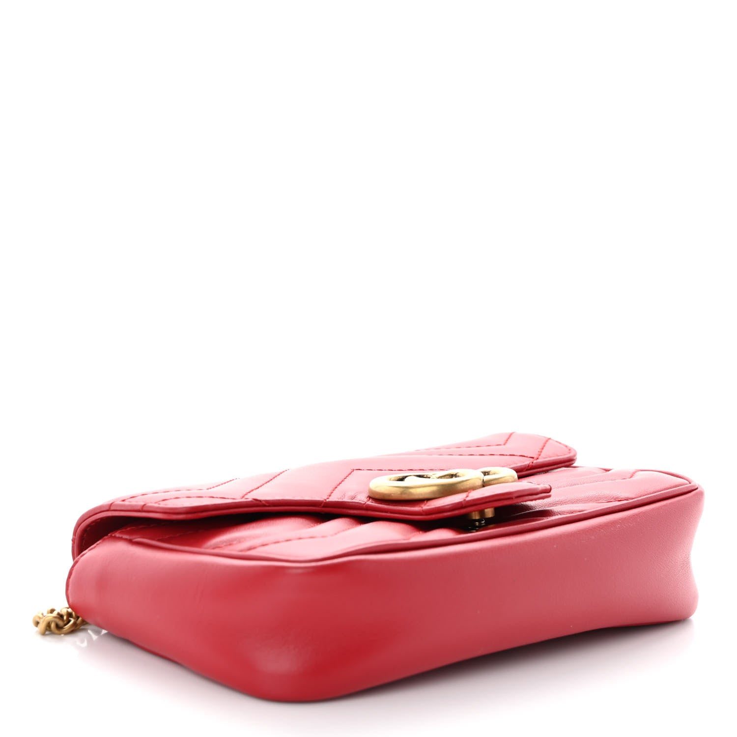 Gucci Calfskin Matelasse Super Mini GG Marmont Shoulder Bag Hibiscus Red 4 of 11