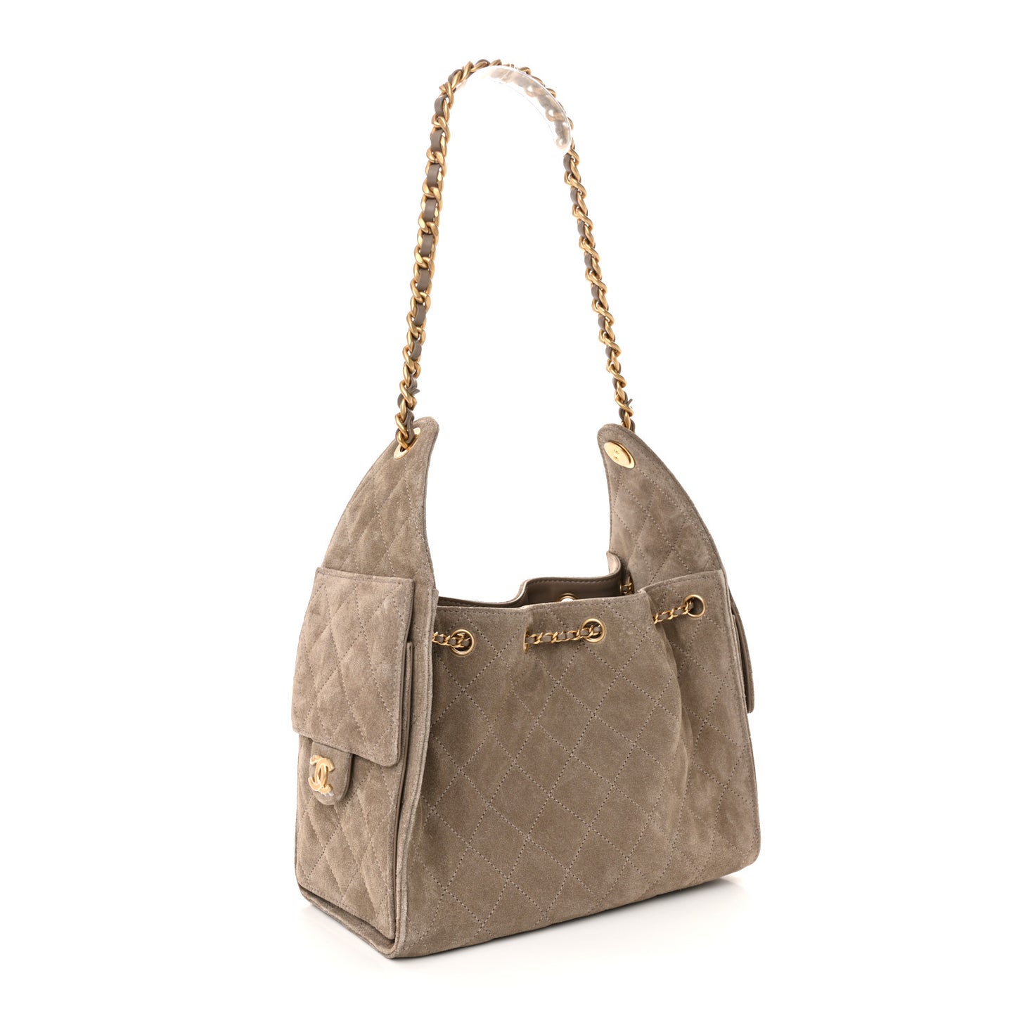 Suede Quilted Small Chanel 25 Handbag Dark Grey