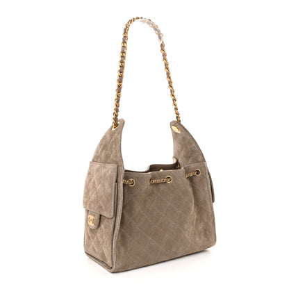 Chanel Suede Quilted Small Chanel 25 Handbag Dark Grey 3 of 11