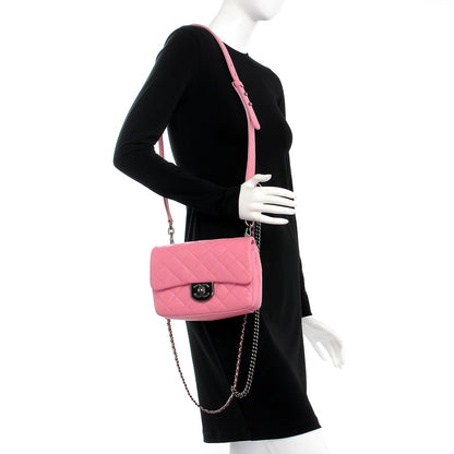 Chanel Shiny Goatskin Quilted Small Double Carry Waist Chain Flap Pink 2 of 8