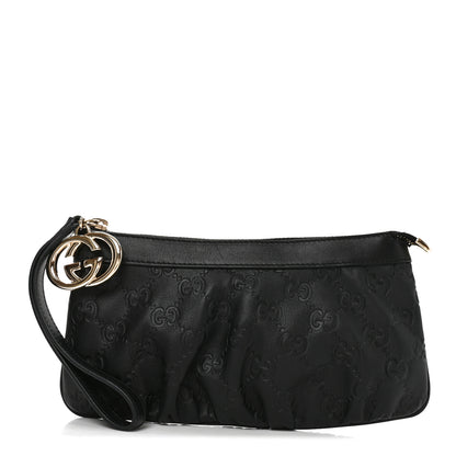 Gucci Guccissima Signature New Britt Wristlet Black 1 of 10