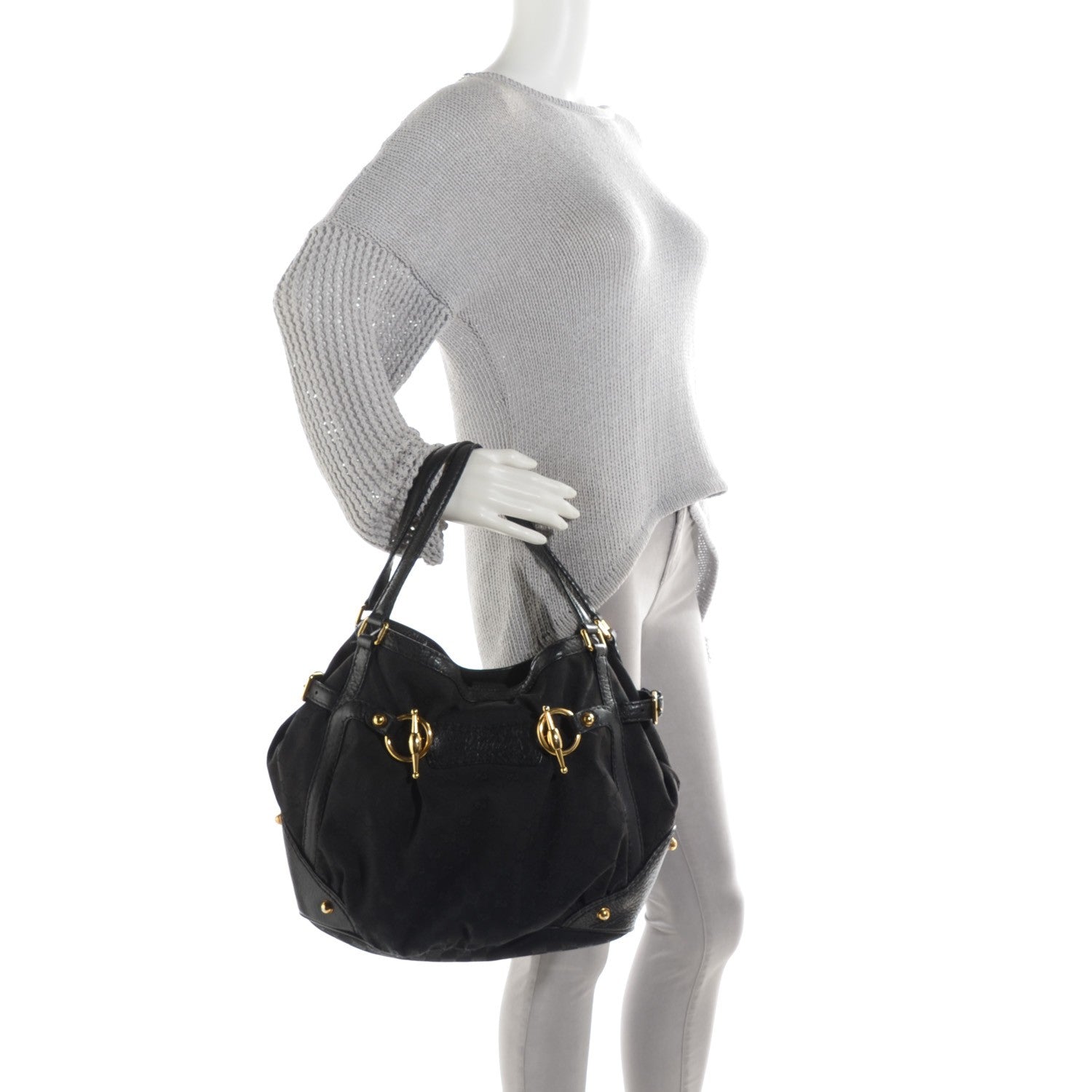 Gucci Monogram Medium Jockey Tote Black 2 of 13