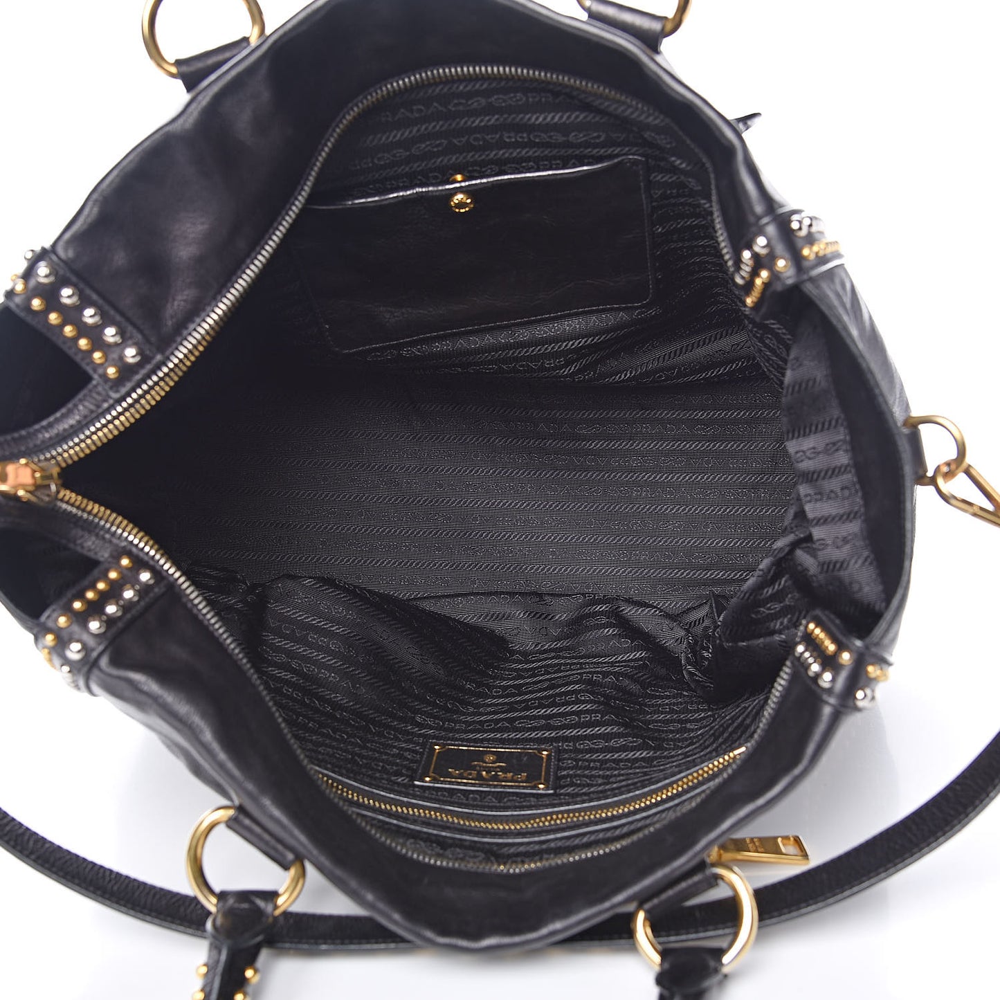 Glace Calf Studded Tote Black