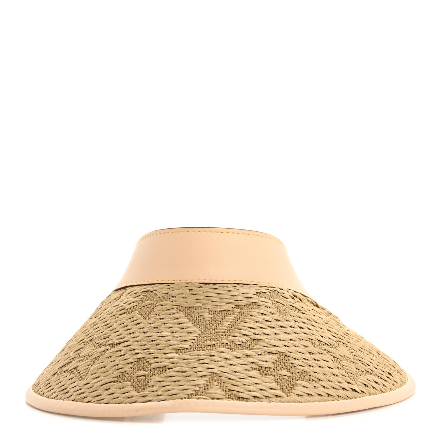 Calfskin Raffia Monogram Strawgram Visor Natural