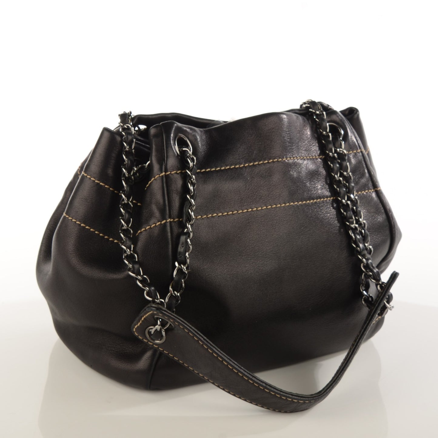 Lambskin Lax Accordion Shoulder Bag Black