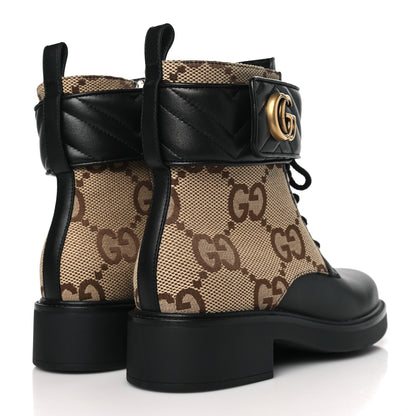 Gucci Flores Calfskin Monogram Maxi GG Nappa Matelasse Double G 40mm Ankle Boots 39.5 Black Camel Ebony 4 of 8