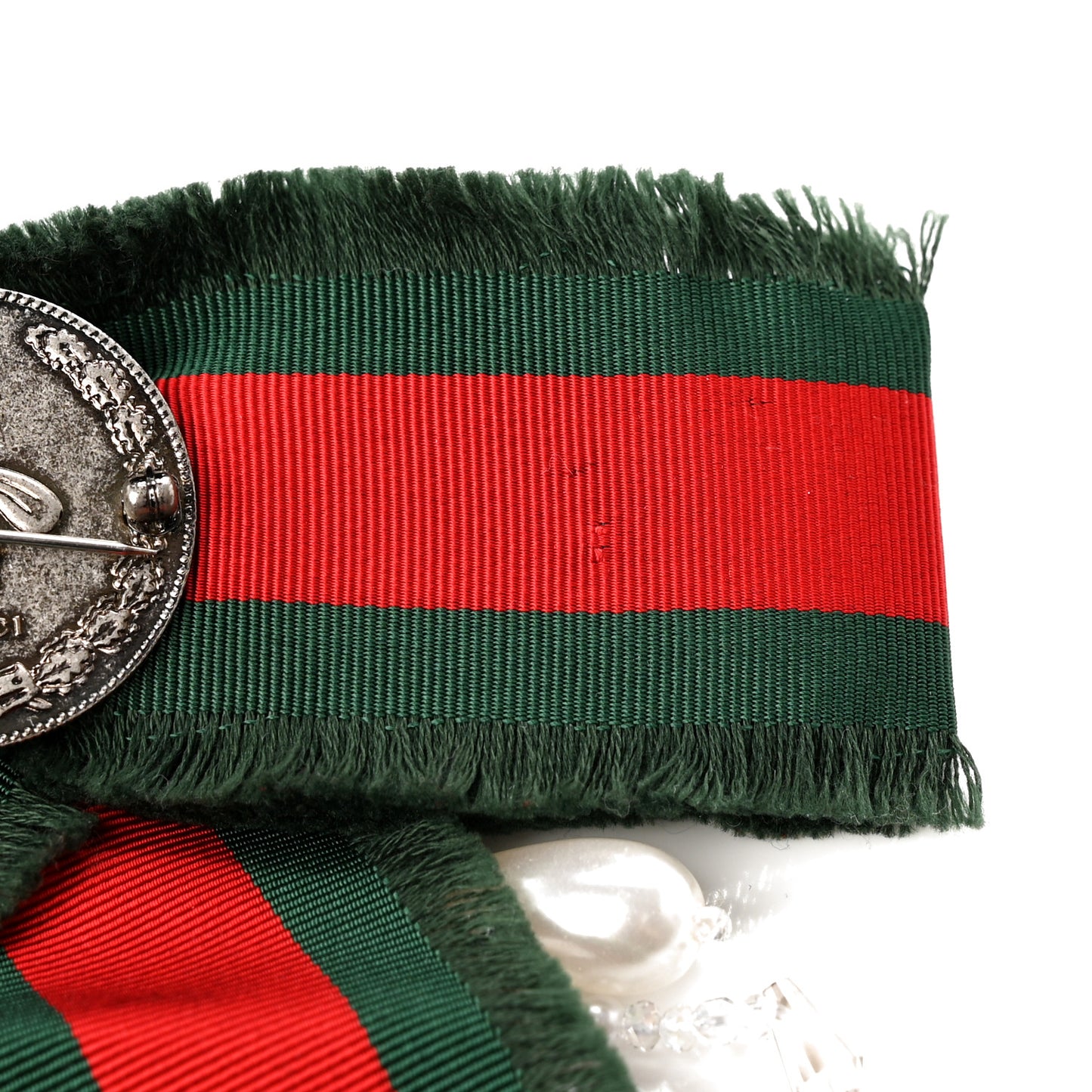 Grosgrain Web Pearl Crystal Bow Brooch