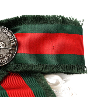 Gucci Grosgrain Web Pearl Crystal Bow Brooch 6 of 6