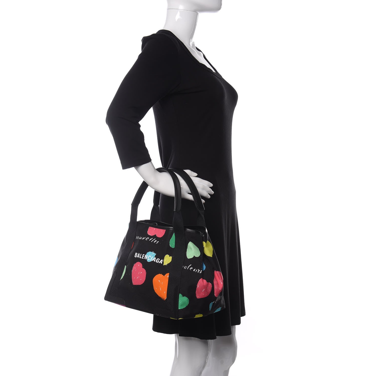 Balenciaga Canvas Archive Hearts S Navy Cabas Black Multicolor 2 of 13
