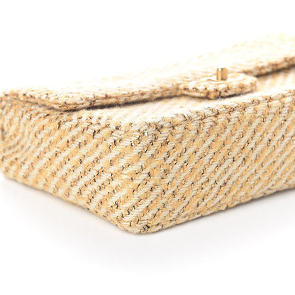 Chanel Fabric Medium Single Flap Beige Gold 9 of 10