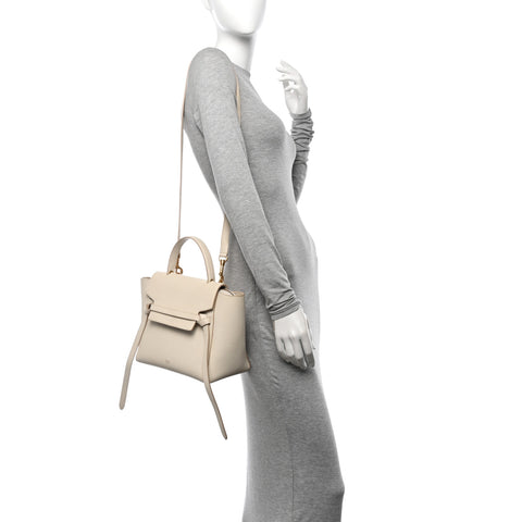 Grained Calfskin Micro Belt Bag White