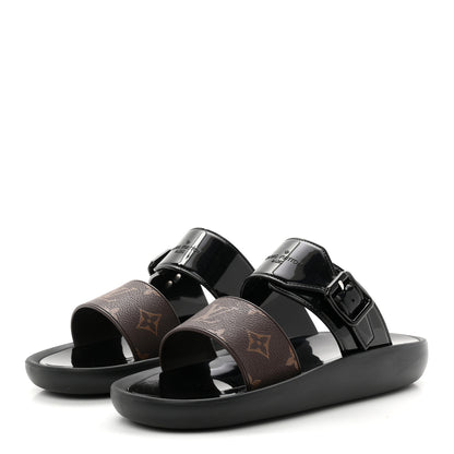 Louis Vuitton Monogram Sunbath Flat Mule Sandals 38 Black 4 of 9