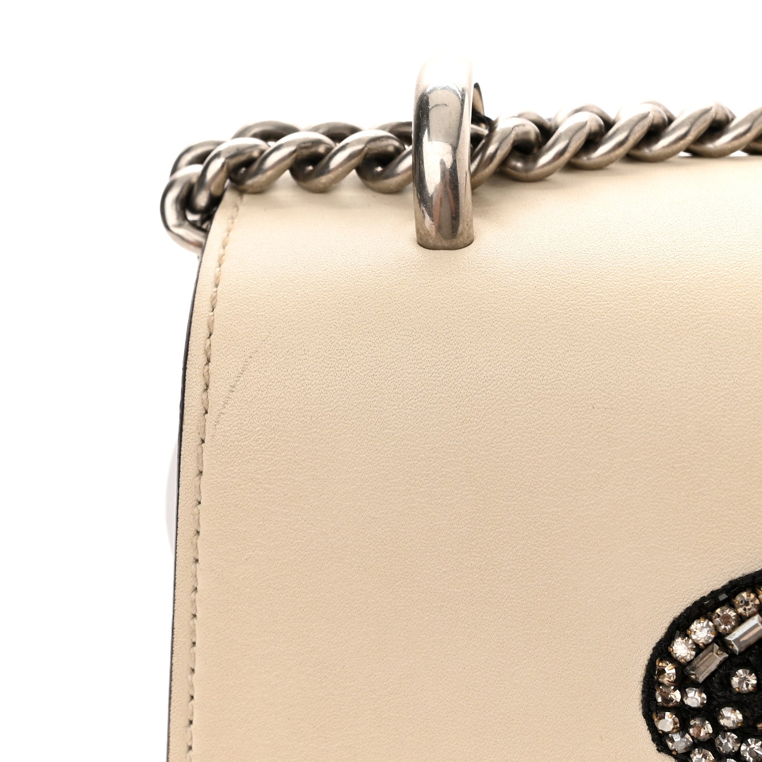Gucci Calfskin Bee Embroidered Medium Dionysus Shoulder Bag White Blue Hibiscus Red 16 of 16