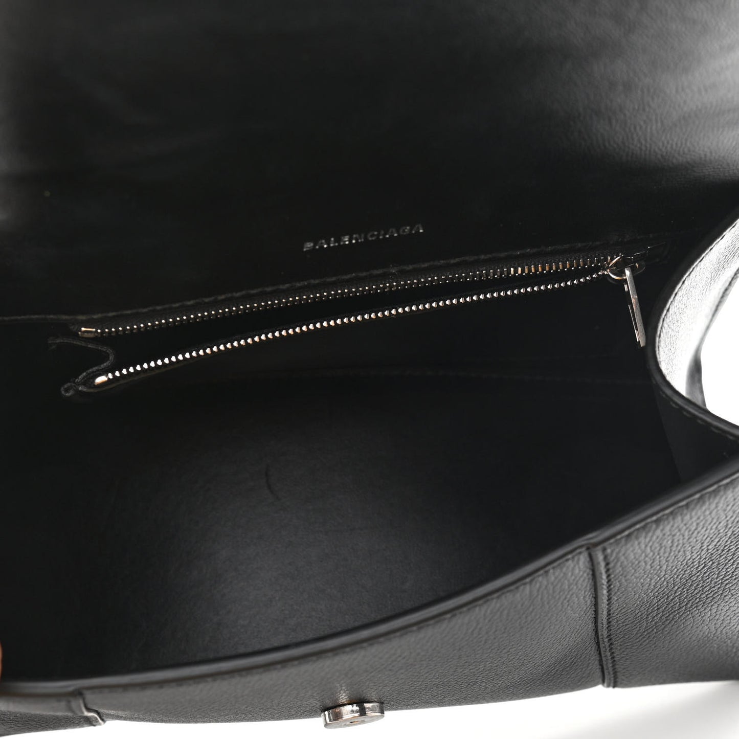 Grained Calfskin Small Hourglass Top Handle Bag Black