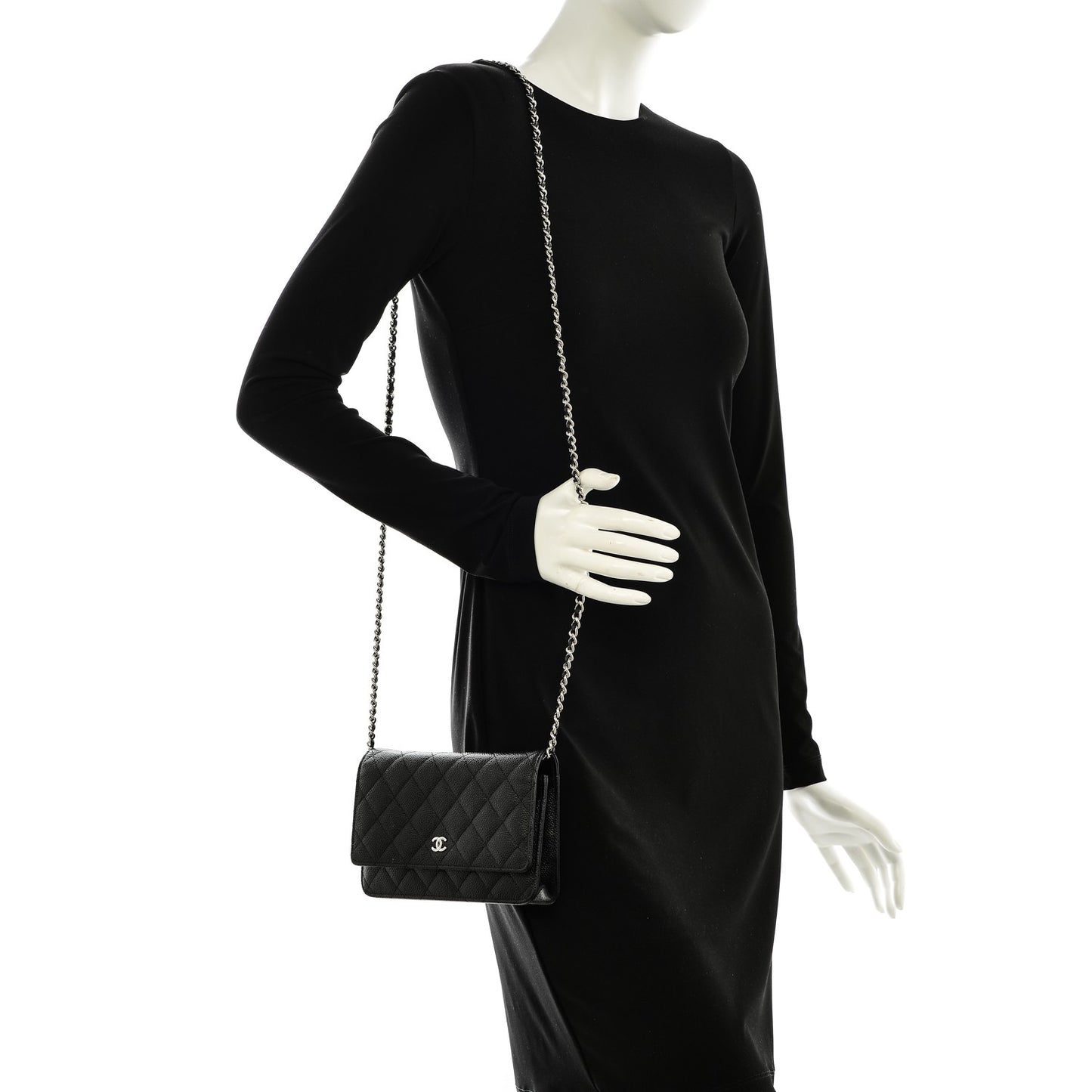 Caviar Quilted Wallet On Chain WOC Black