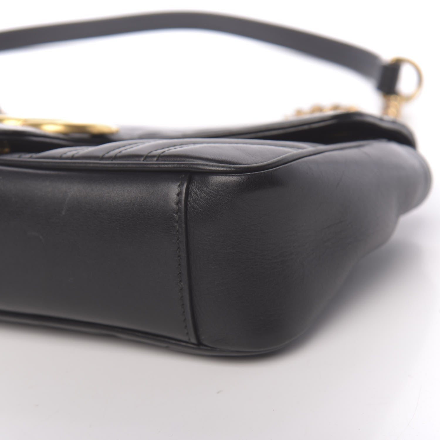 Gucci Calfskin Matelasse Small GG Marmont Shoulder Bag Black 17 of 18