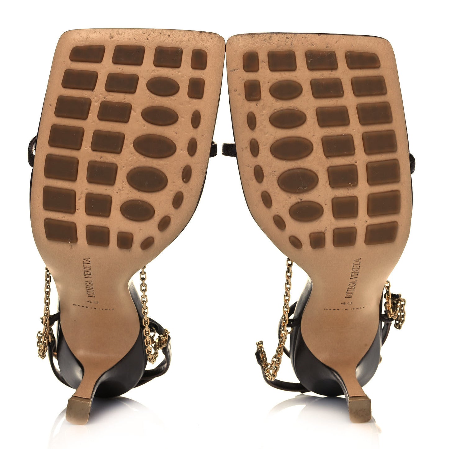 Lambskin Stretch Chain Strap 90mm Sandals 40 Ebony