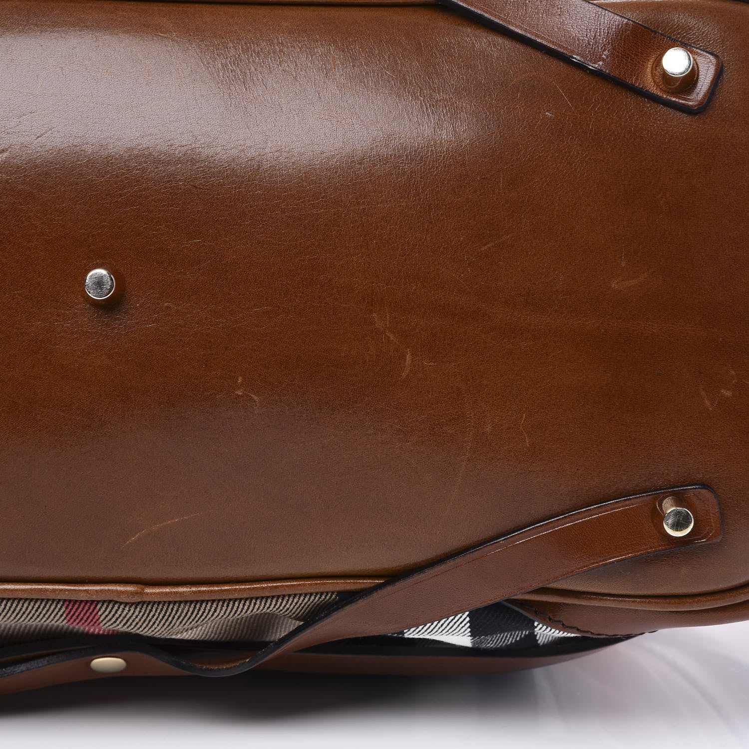 Burberry House Check Bridle Calfskin Medium Lynher Tote Dark Tan 14 of 14