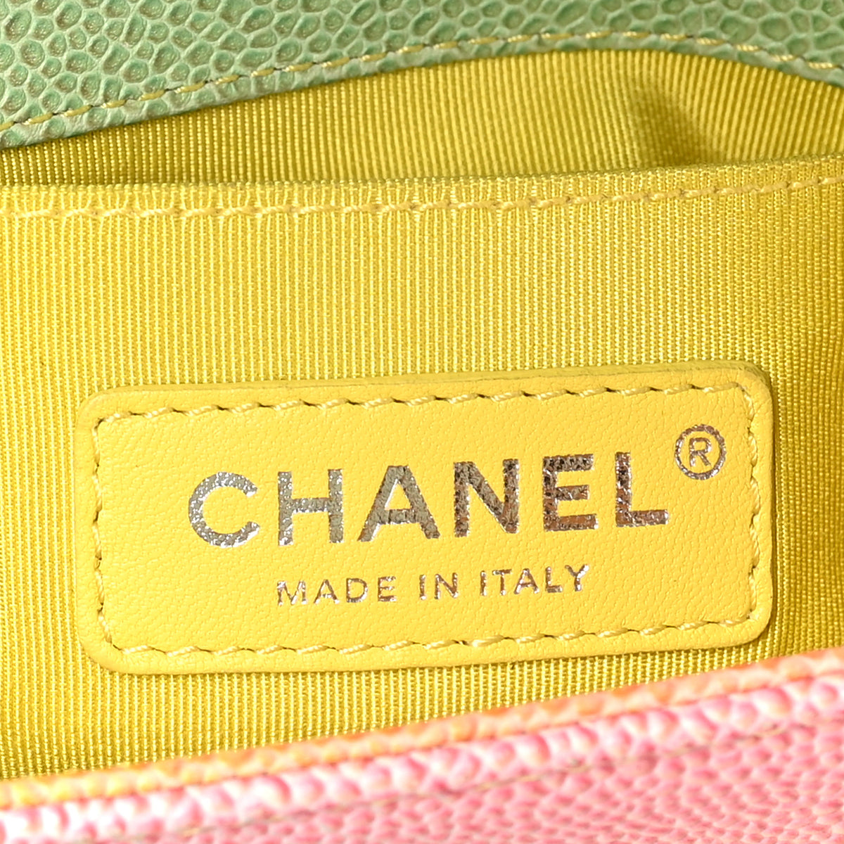 Caviar Quilted Mini Cuba Rainbow Boy Flap  Pink Multicolor