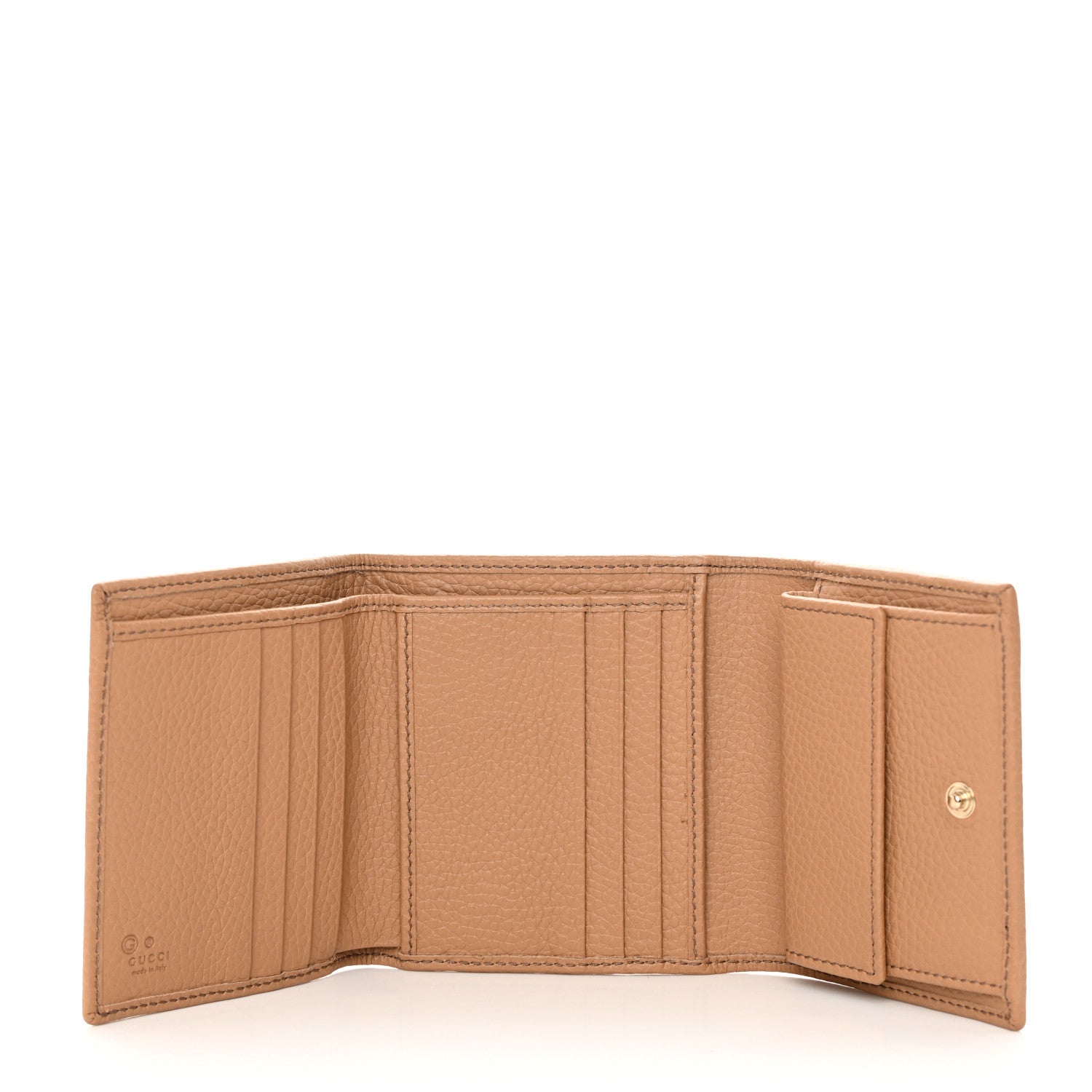 Gucci Pebbled Calfskin Soho Compact Flap Wallet Camelia 5 of 10