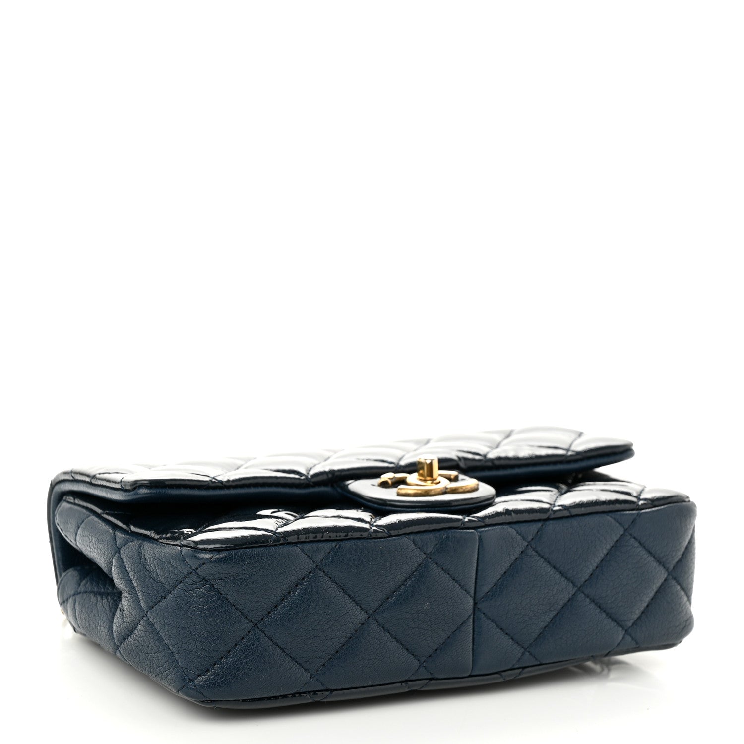 Chanel Patent Goatskin Quilted Small CC Eyelet Flap Blue 3 of 9