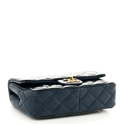 Chanel Patent Goatskin Quilted Small CC Eyelet Flap Blue 3 of 9