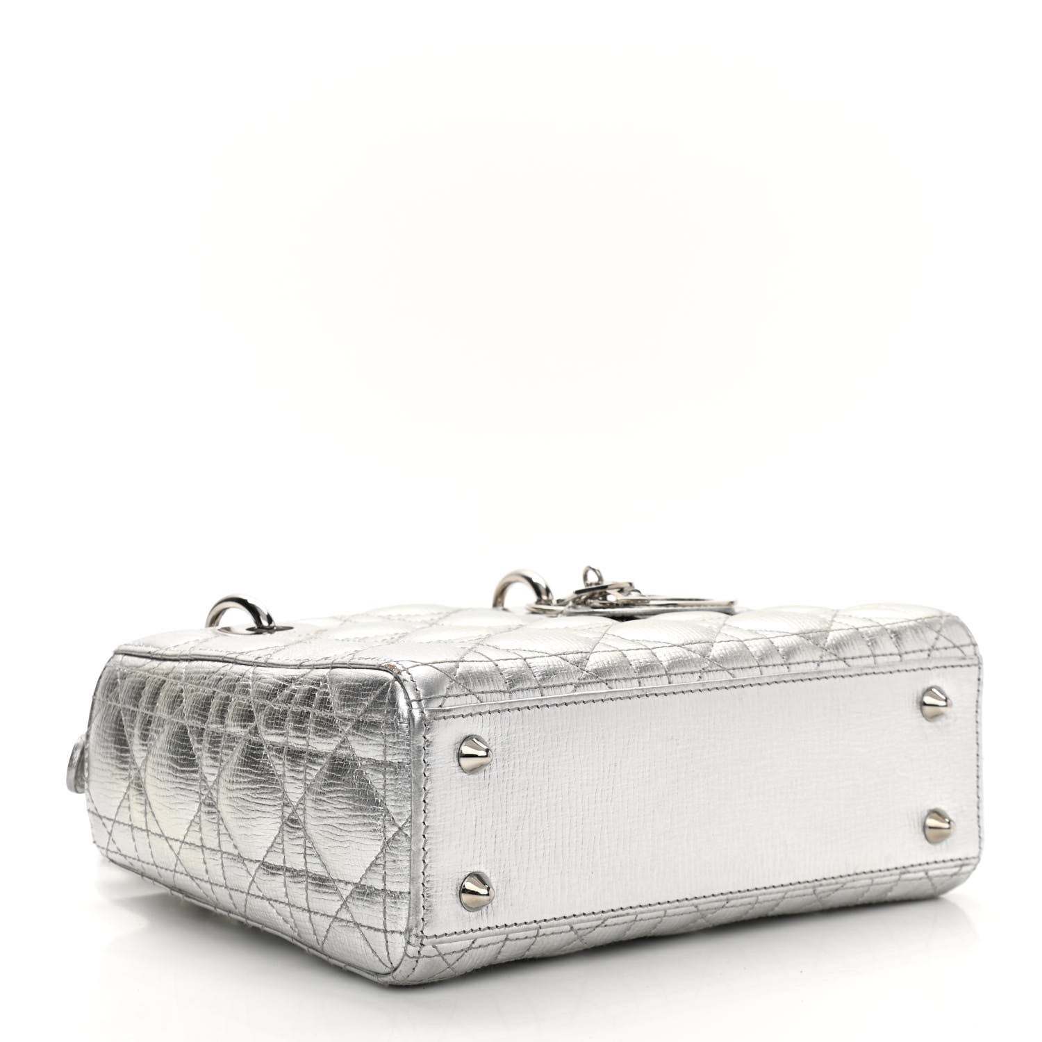 Christian Dior Metallic Grained Calfskin Cannage Small Lucky Badges My Lady Dior Silver 4 of 15