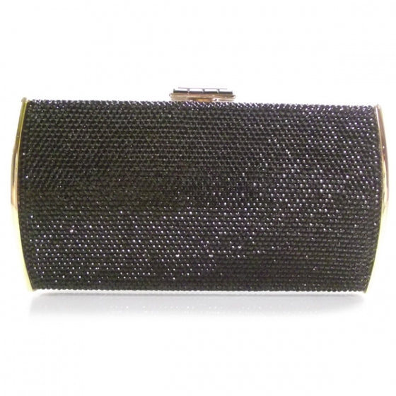 Swarovski Crystal Minaudiere Clutch Black/Gold