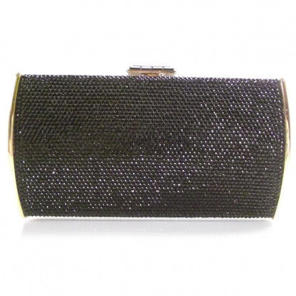 Judith Leiber Swarovski Crystal Minaudiere Clutch Black/Gold 1 of 10