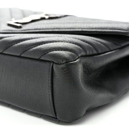 Saint Laurent Sheepskin Matelasse Chevron Monogram Medium College Bag Black 9 of 9