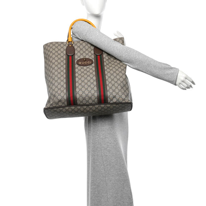 Gucci GG Supreme Monogram Web Neo Vintage Tote Beige New Acero Crop 2 of 10