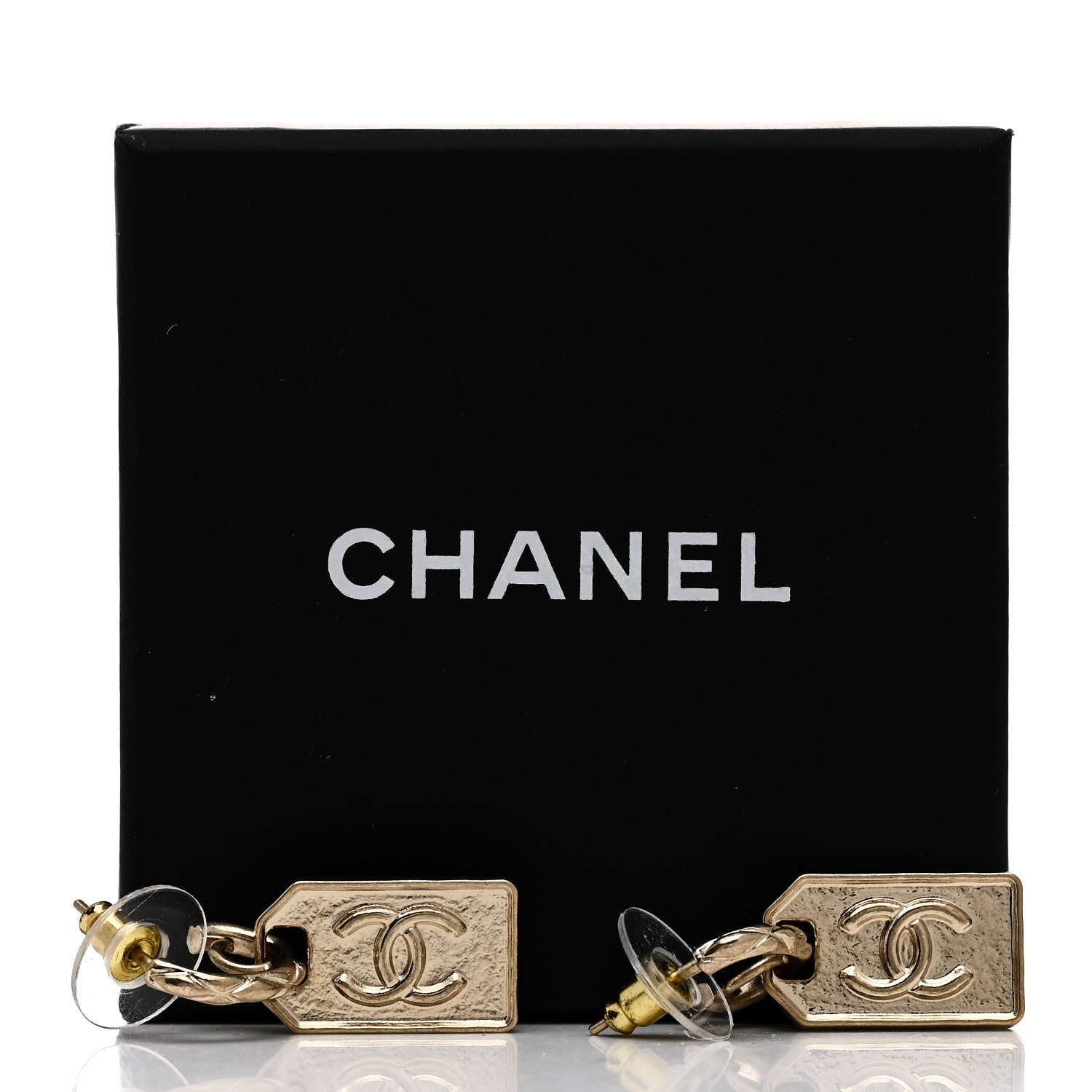 Chanel CC Tag Drop Earrings Gold 5 of 5