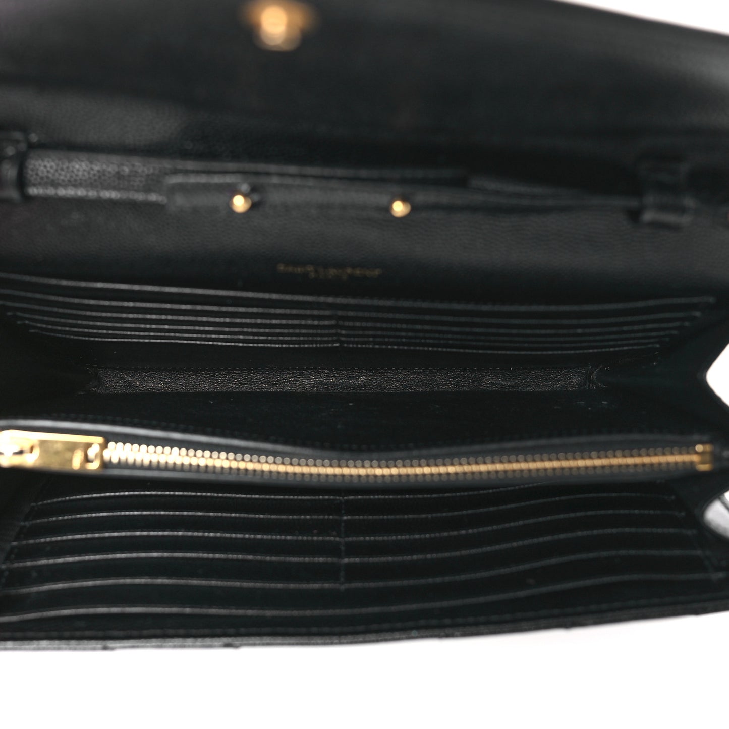 Grain De Poudre Matelasse Chevron Monogram Chain Wallet Black