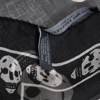 Alexander McQueen Silk Chiffon Skull Scarf Black Ivory 6 of 6