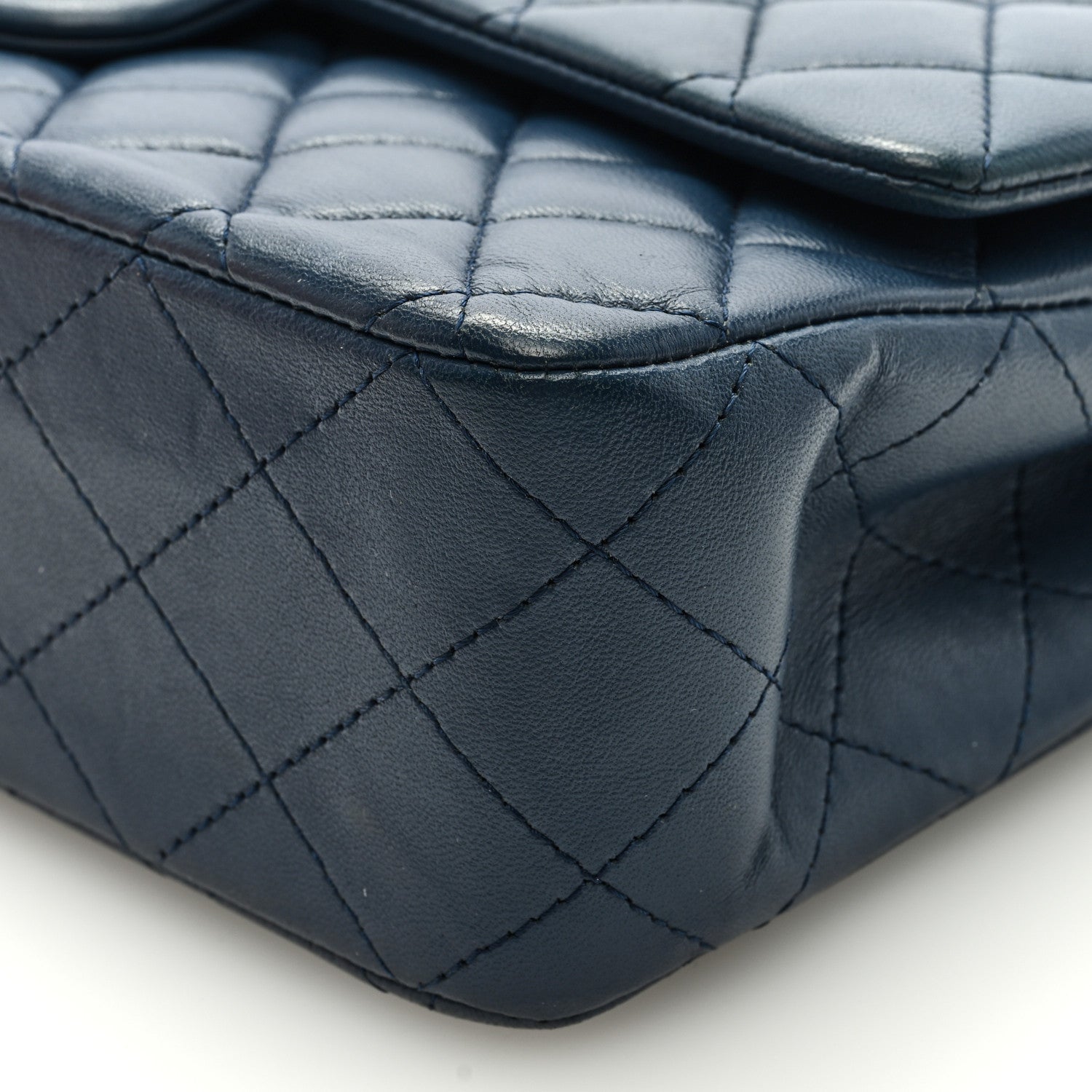 Chanel Lambskin Quilted Medium Double Flap Dark Blue 9 of 9