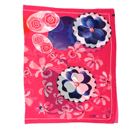 Chanel Cotton Cashmere Floral CC Pareo Scarf Pink 1 of 5