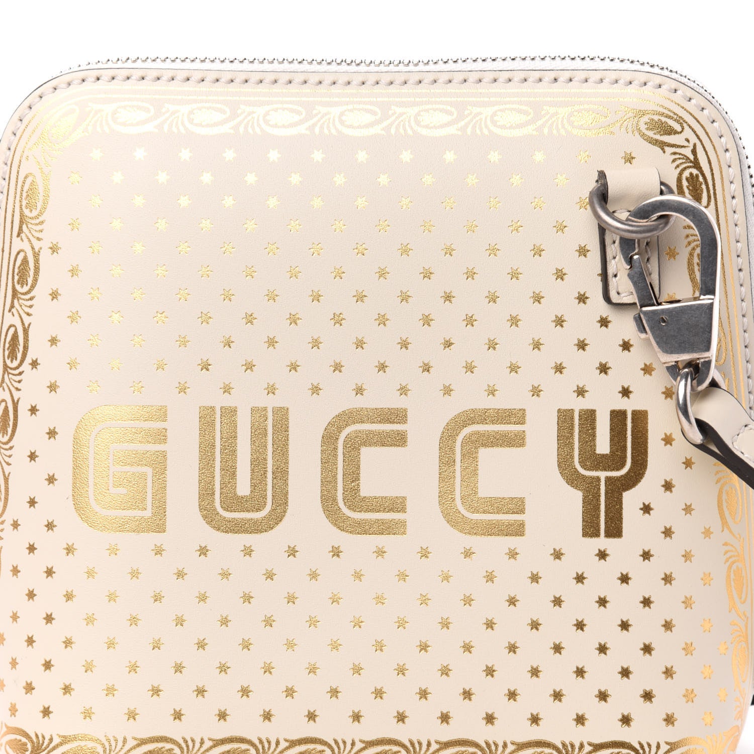 Gucci X SEGA Calfskin GUCCY Stars Mini Dome Shoulder Bag Mystic White Gold 11 of 11