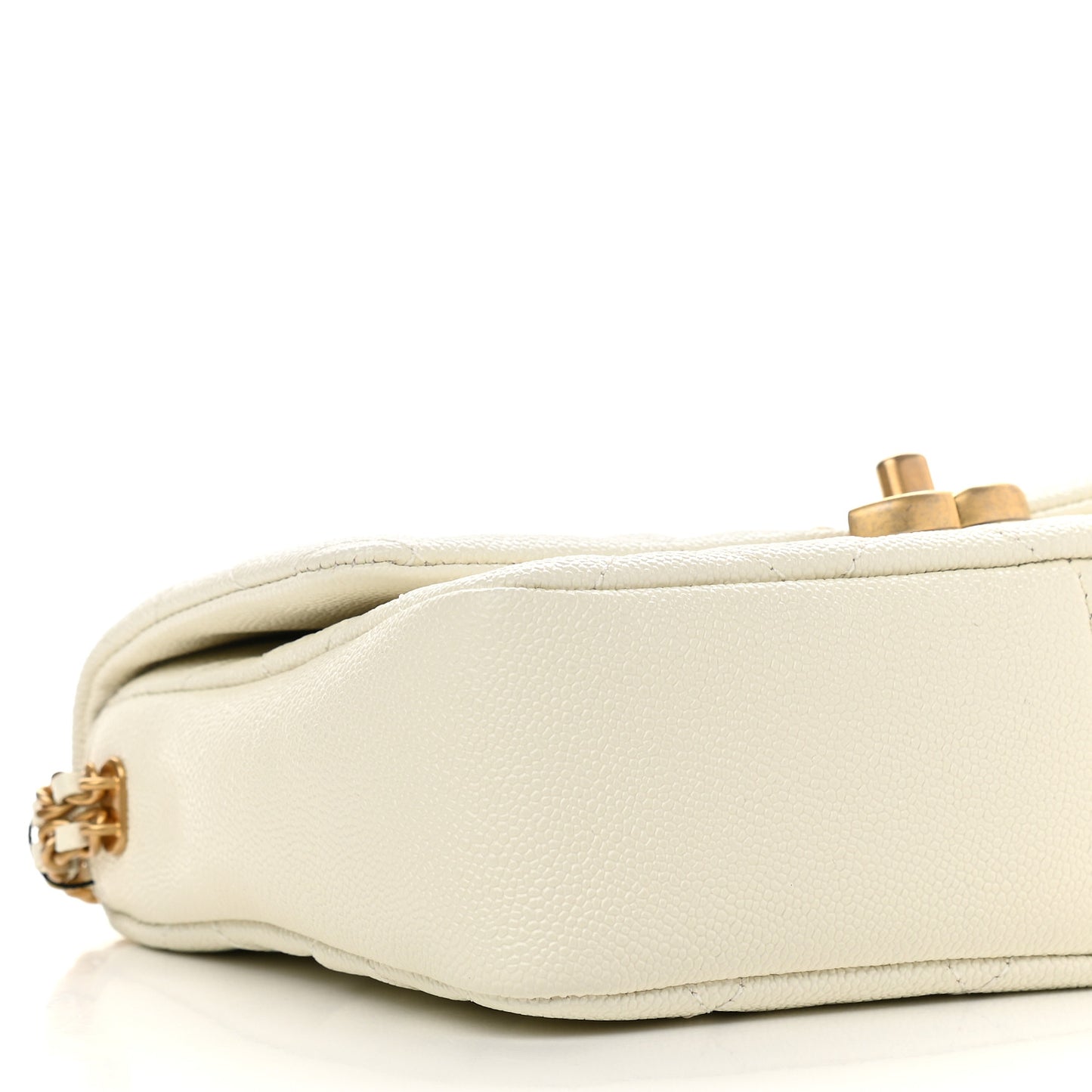 Shiny Caviar Quilted Small Chain Melody Flap White